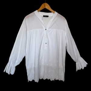 Civico 51 Cotton Blouse Made in Italy‎ 1X White Eyelet Poetcore Cottagecore
